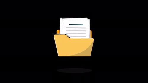 Flat Design Animated Folder and Document Icon