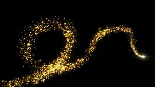 Golden Glitter Magic Trails with Particle Flight with Sparkling Light