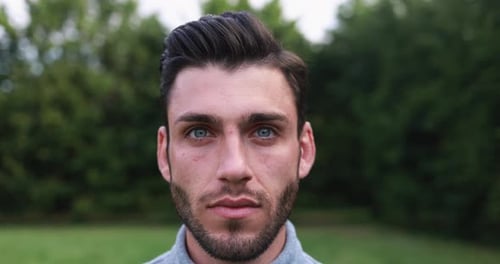 Close Up of a Young Man with a Beard