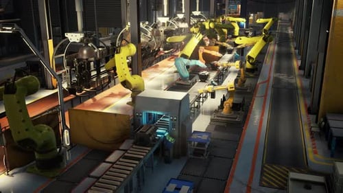 Robotic Heavy Equipment Factory With Multiple Machines and Machinery
