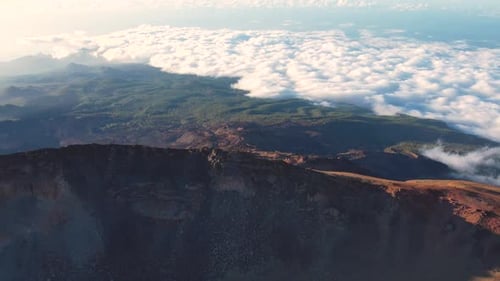 Sunset on Pico Viejo Volcano Crater From Mount Teide Tenerife Canary Islands