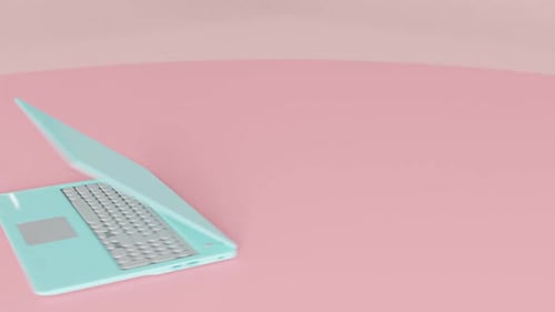Mint Green Laptop with Blank Screen