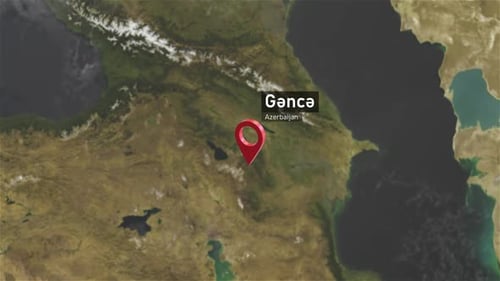 Plan de la ville de Gandja/Gəncə Zoom (Azerbaïdjan) de l'espace vers la Terre