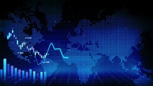 Digital Global Business Data Charts and World Map Opener