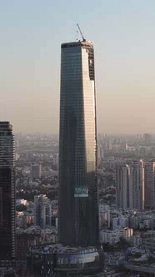 Modern Skyscraper Under Construction in Tel Aviv