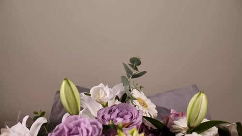 Close-up of Colorful and Romantic Flower Bouquet