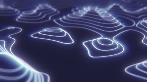 Abstract Glowing Neon Contour Lines Background