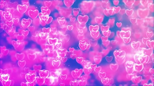 Floating Glowing Pink Hearts Animated Background