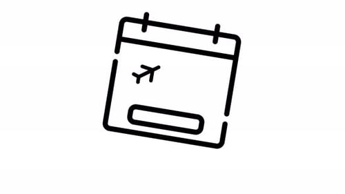 Animated Line Art Calendar Icon for Travel Booking