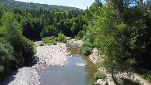 Drone view of a mountain river