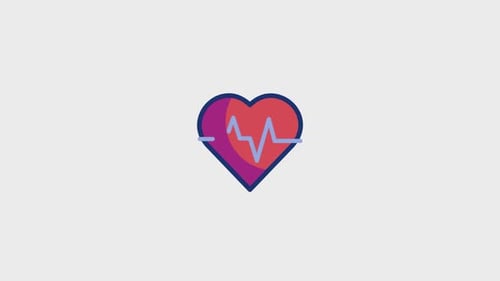 Animated Flat Design Heartbeat Icon for Health and Medical Concepts