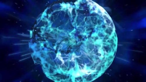 Pulsating Abstract Blue Energy Sphere Background
