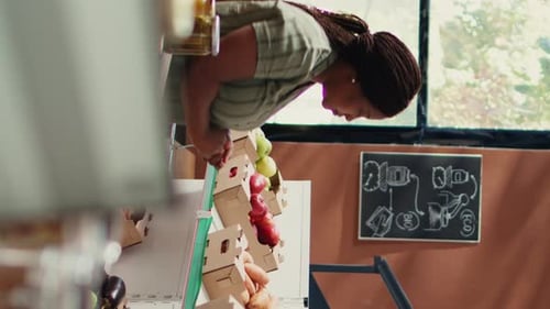 Vertical Video Loyal Customer Checking Bio Bulk Products in Zero Waste Shop