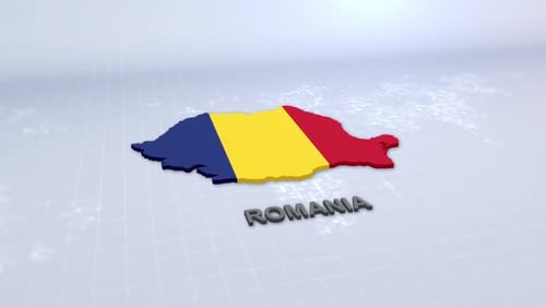3D Animated Map of Romania with Flag and Text Reveal