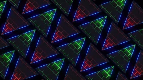 Animated Neon Geometric Triangles Background Loop
