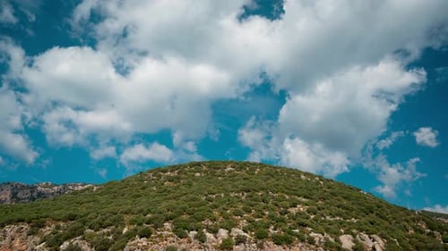 Time Lapse of Clouds on a Blue Sky Flying Over Mountain