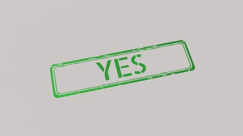 Animated Green YES Stamp Approval in Grunge Style