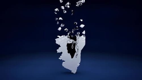 Shattered Elements Form Geographic Map Reveal