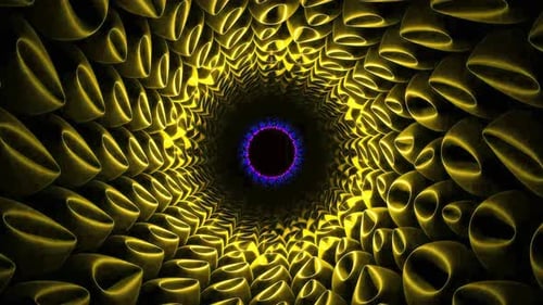 Vibrant yellow tunnel with purple center