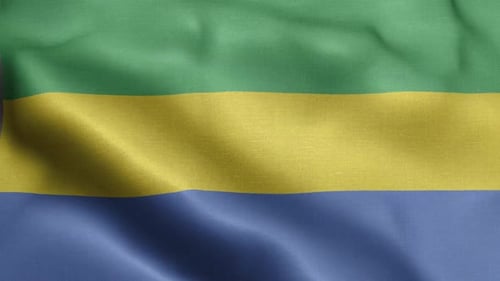 Gabon National Flag Waving with Realistic Fabric Loop