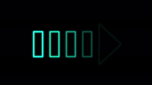 Animation of Blue Neon Arrow Pointing Right on black background