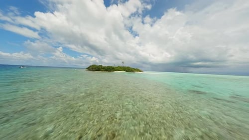 Uninhabited Island in the Ocean in the Maldives