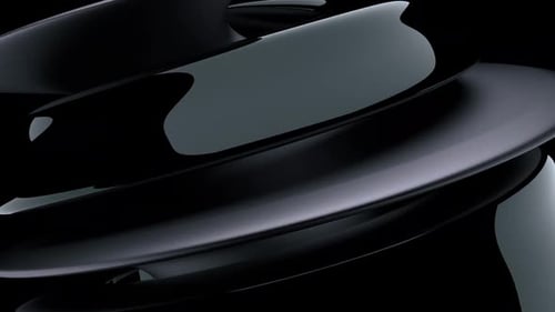 Abstract 3D Glossy Black and Matte Grey Shape Formation Rotating Loop