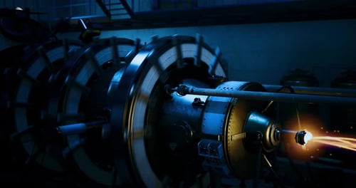 Futuristic Science Technology Machine Generating Energy