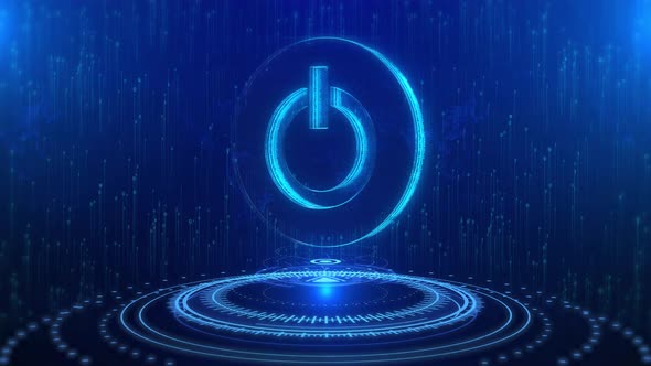 Power Button Text Cyberspace Future Digital Technology Hologram Concept ...