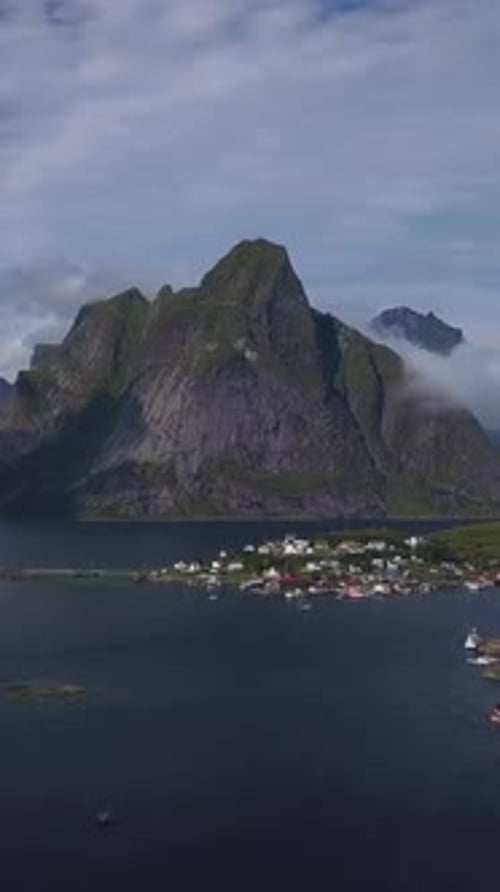 Panorama of the Sea Coas and Hamnoy Village in Norway