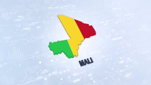 3D Mali Map Flag Reveal on Modern Digital Background