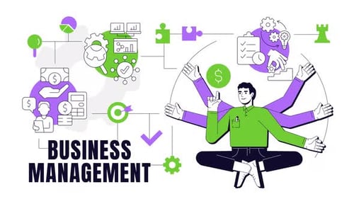 Business management 2D banner animation