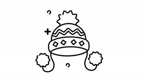 Animated Minimalist Line Art Winter Hat Icon