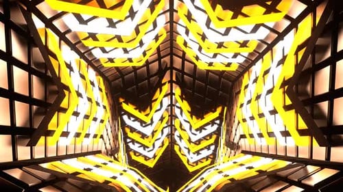 Orange And White Strobe Hexagonal Circle Tunnel Background Vj Loop In 4K