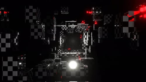 White And Red Digital Checkered Metaspace Background Vj Loop In 4K