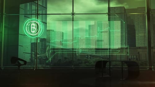 Bitcoin Growth Infographic In A Spacious Office