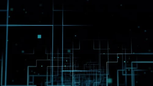 Digitale Matrix, die im Raster von Licht und Schatten navigiert