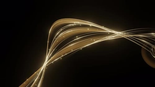 Elegant Golden Flowing Light Lines Abstract Background