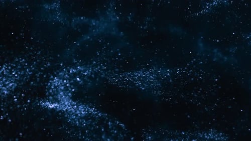 Abstract Blue Particles Slowly Swirl Background