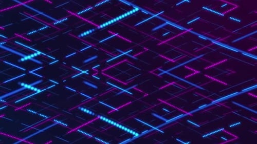 Futuristic Digital Grid with Glowing Blue and Pink Lines