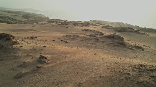 From above, the contrast between Morocco coastline and desert is striking