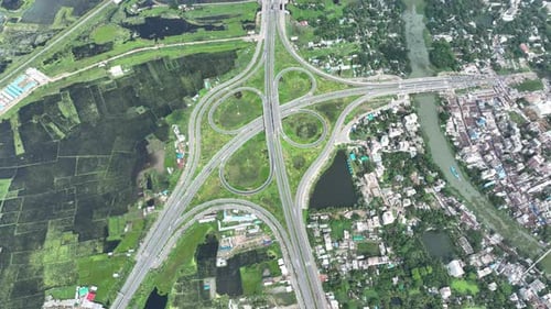 Aerial view of Bhanga four circle, Faridpur, Bangladesh.