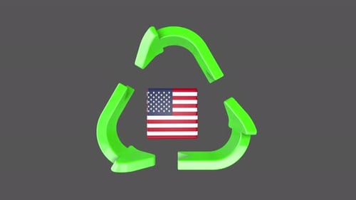 Usa Cube And Recycle Arrow + Alpha Channel