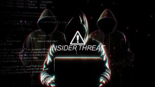 Insider Threat Words Of Hacking Screen In Technology
