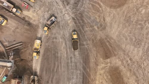 Aerial View of Construction Vehicles in Operation