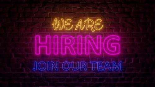 Animated Neon We Are Hiring Join Our Team Sign
