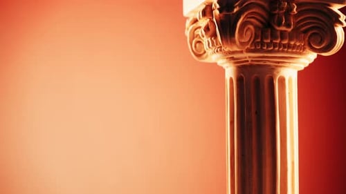 Ancient Column Rotating On Color Background