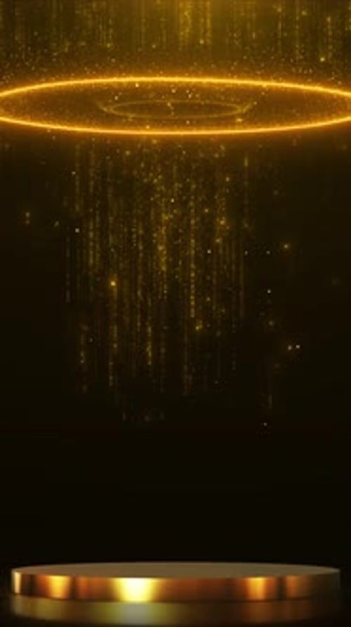 Elegant Golden Particles and Podium Reveal Vertical Background