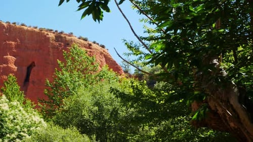 Panning view of the abandoned gold mines in Las Médulas, Spain. They date from the Roman Empire.