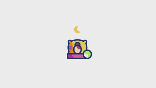 Animated Flat Design Sleep Cycle Icon